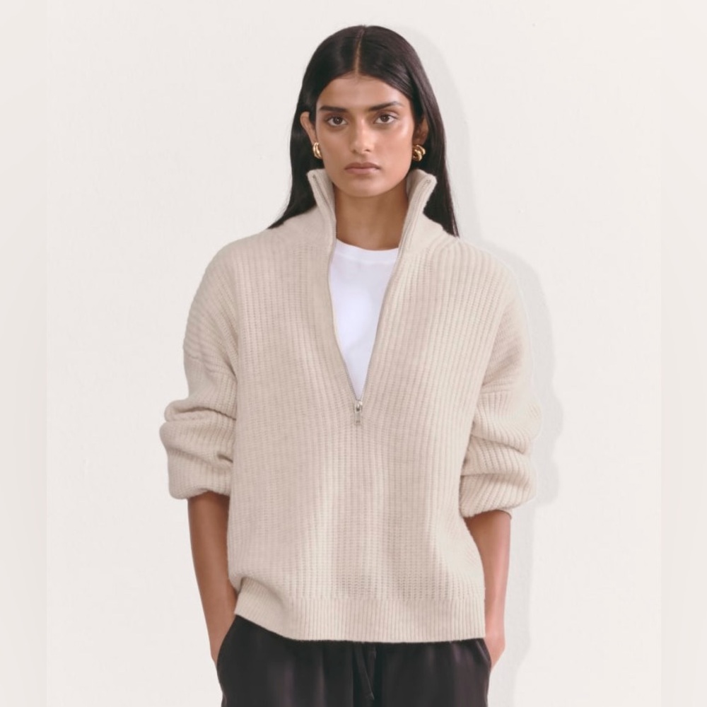 Everlane Cream Half-Zip Sweater